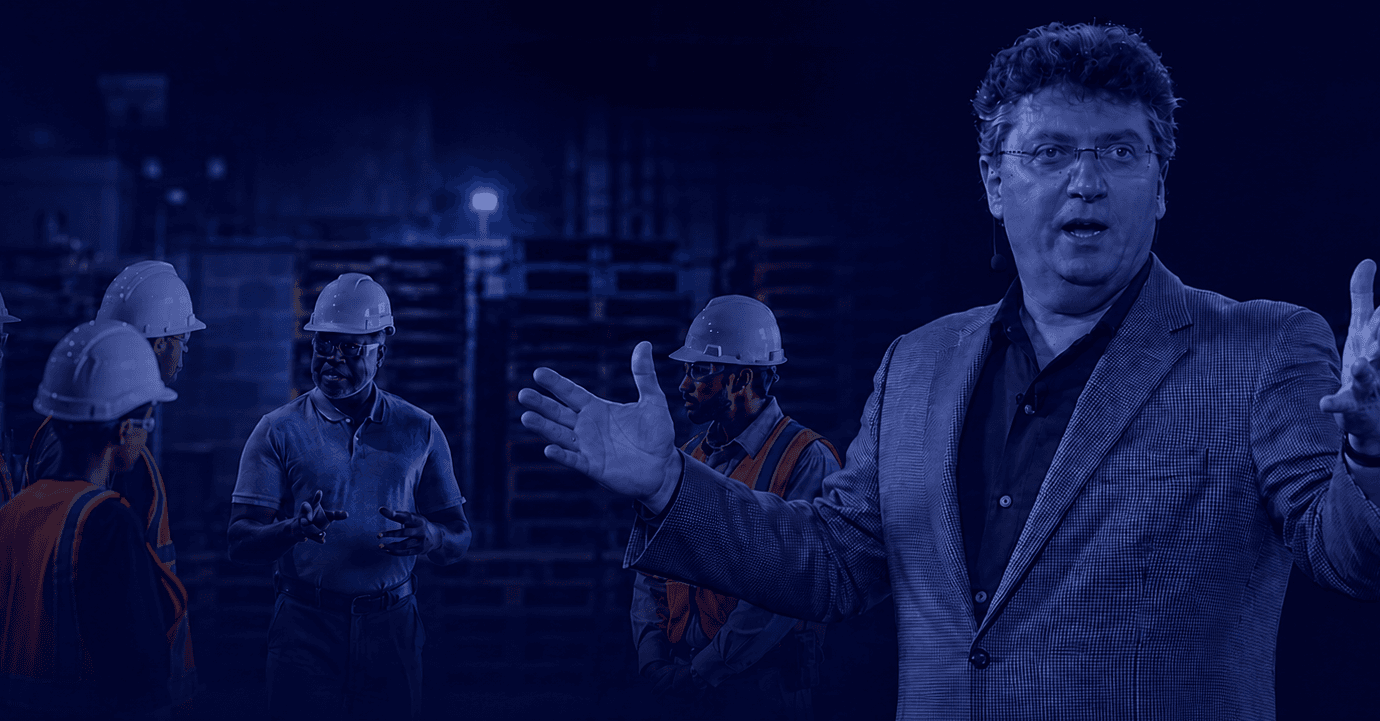 Bill Sims with front-line workers