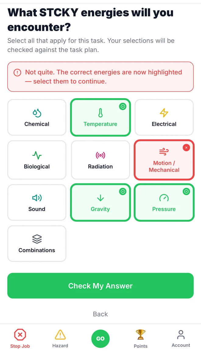 STCKY Energy energy identification screen