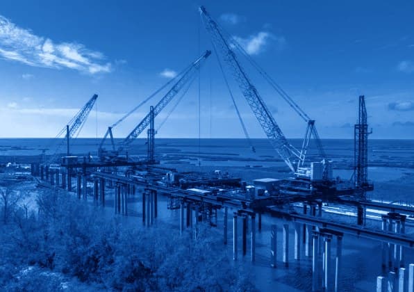 ARB construction site with cranes over a bridge