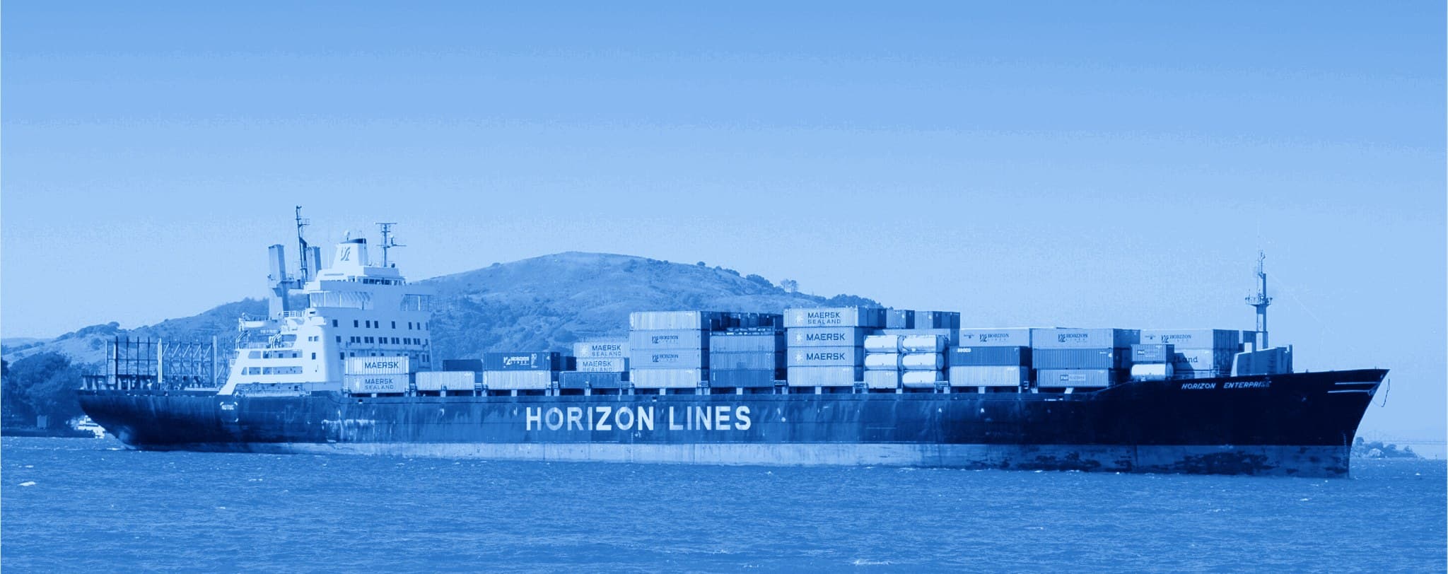 A Horizon Lines container ship at sea