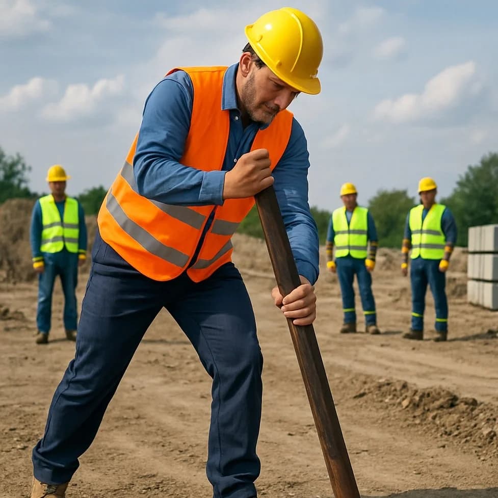 A construction crew working together on site